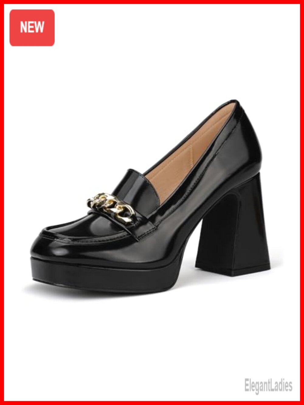IDIFU Platform Chunky High Penny Heeled Loafers for Women